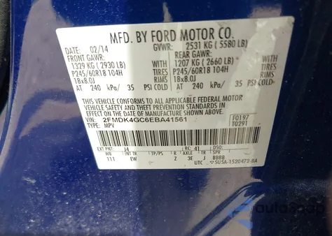 2014 Ford Edge Se z USA, uszkodzony, nr VIN 2FMDK4GC6EBA41561